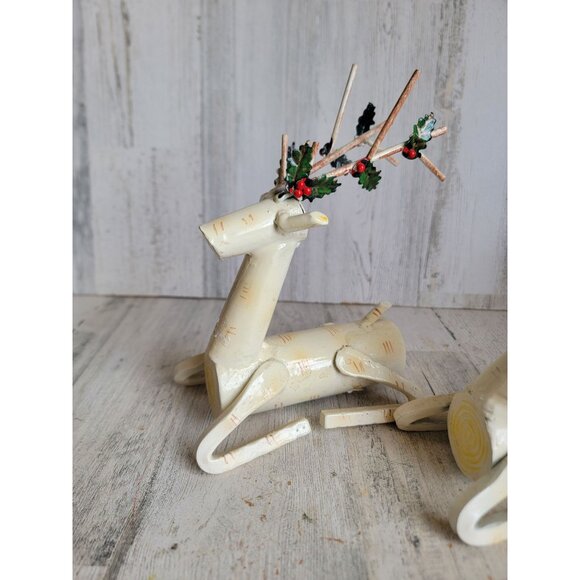 Vintage Birchwood reindeer Xmas home decor mistletoe folk art - Picture 4 of 10